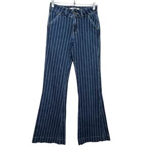 Rock & Roll Denim Womens Jeans 25 High Rise Trouser Flare Pinstripe